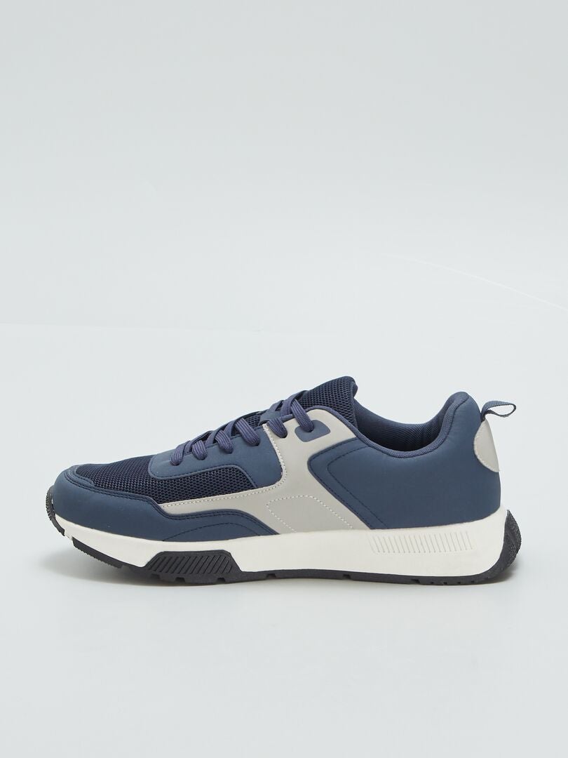 Tricolor mesh sportsneakers - blauw