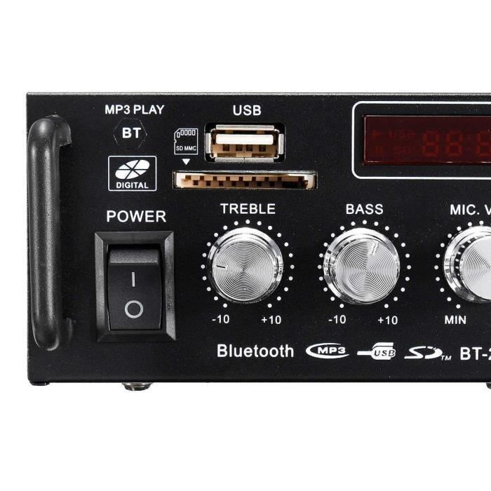 Mini amplificador de potencia estéreo de audio HiFi de 2 canales, 220 V, Bluetooth, radio FM