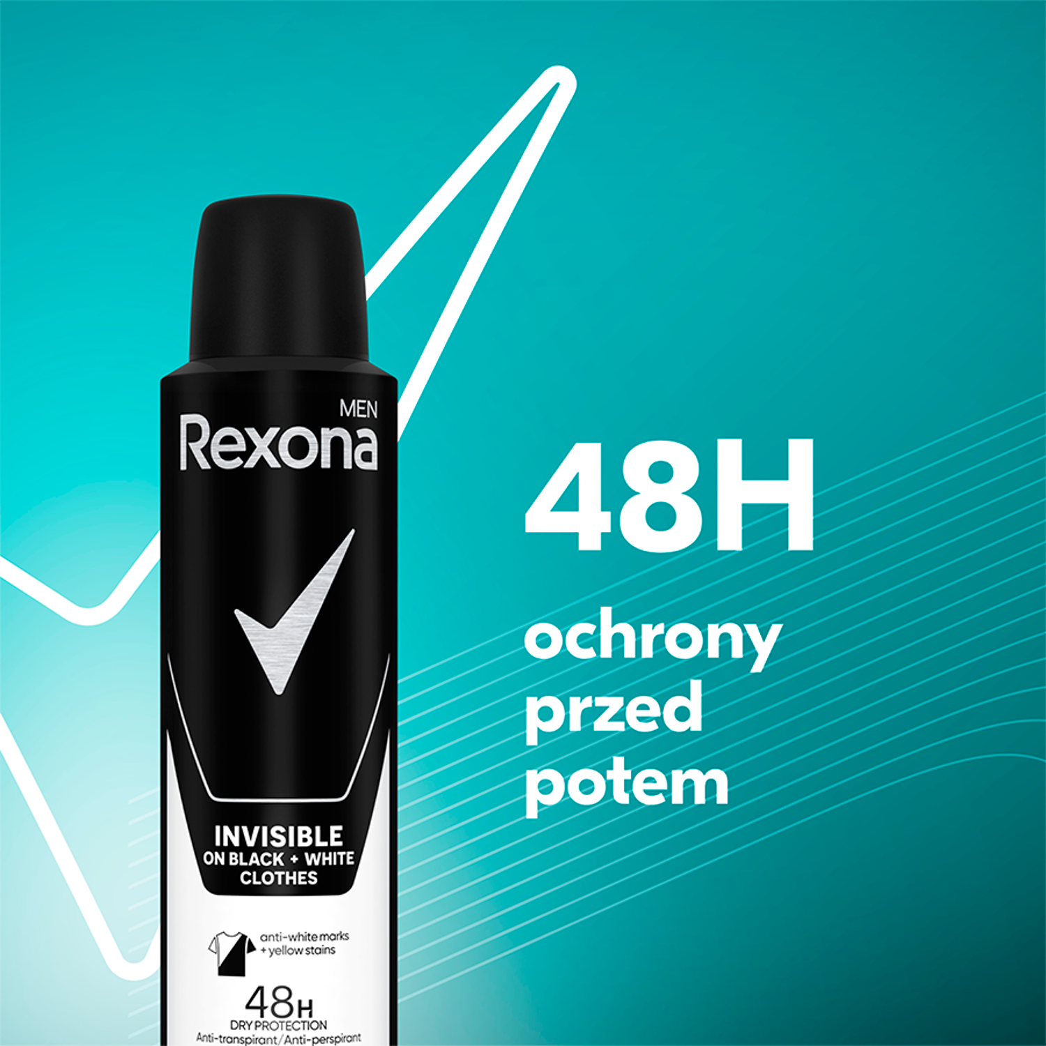 Déodorant anti-transpirant Rexona pour hommes, spray invisible 150 ml