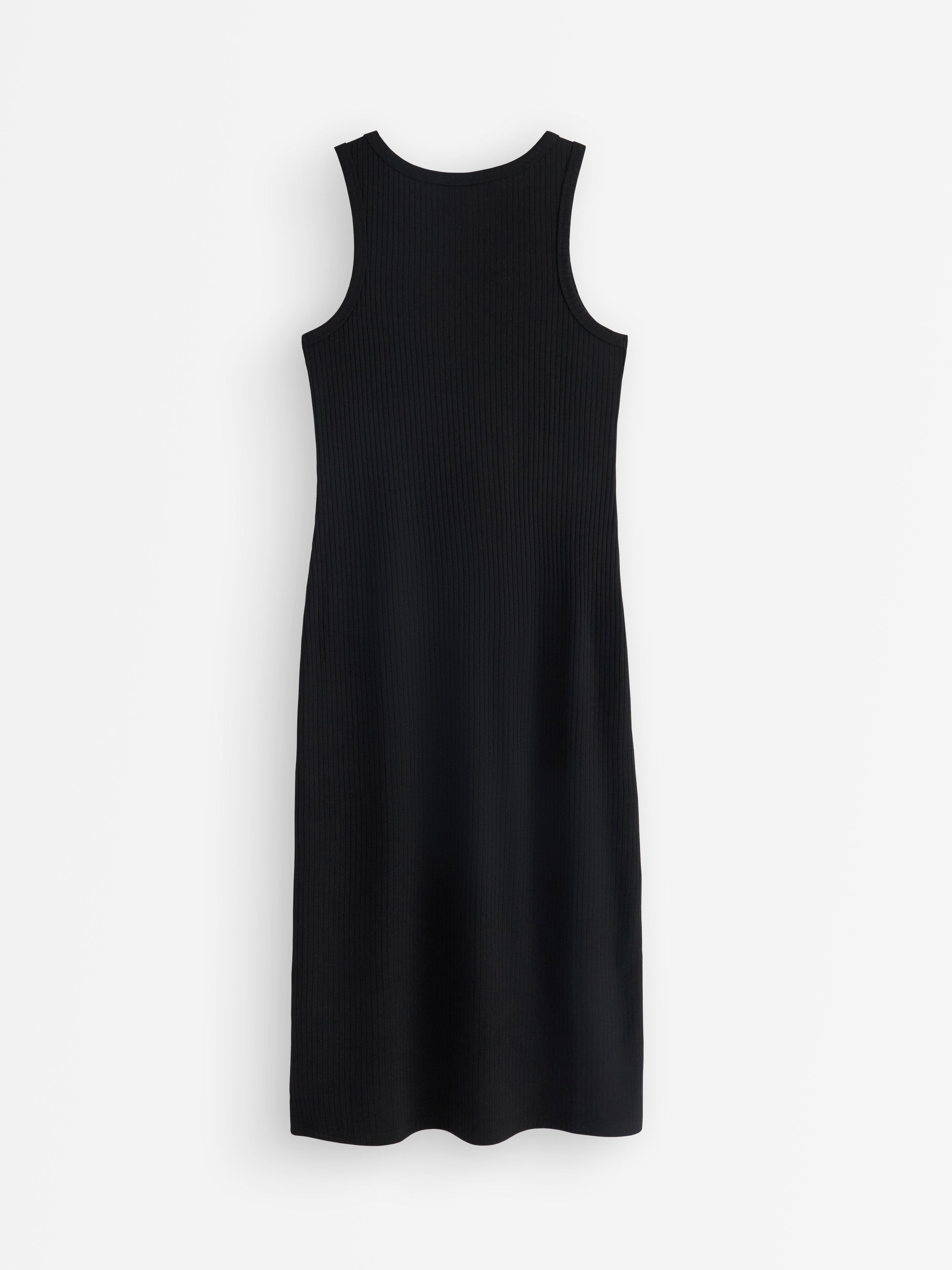Vestido midi canelado preto