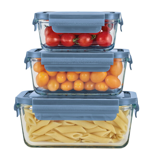 Set de recipiente din sticlă pentru depozitarea alimentelor, albastru