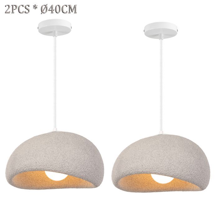 SNOGOLD 2x Suspension Vintage Lustre Industriel, Abat-jour en Résine de Dôme Gris Ø40cm, E27 Luminaire Éclairage pour Couloir Salon