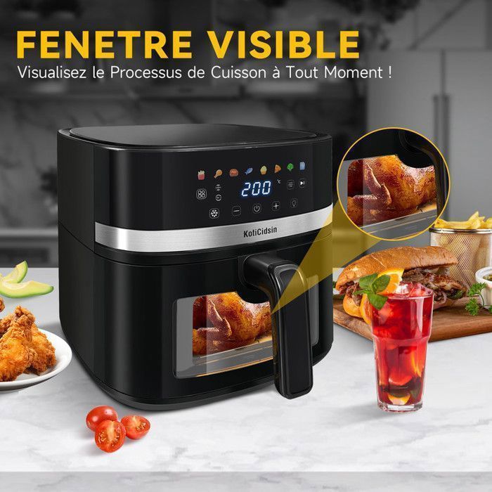 Friteuse à air - KOTICIDSIN - KotiCidsin - 8.5 L - 2000 W - Écran Tactile LED