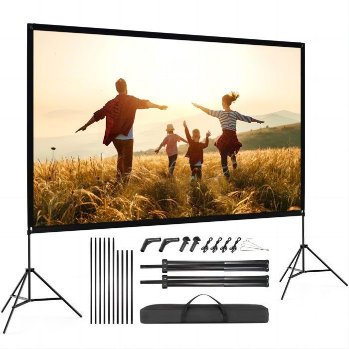 Tela de Projeção de Vídeo Portátil VISULAPEX de 100 Polegadas com Tripé, 4K HD 16:9, Leve e Fácil de Montar