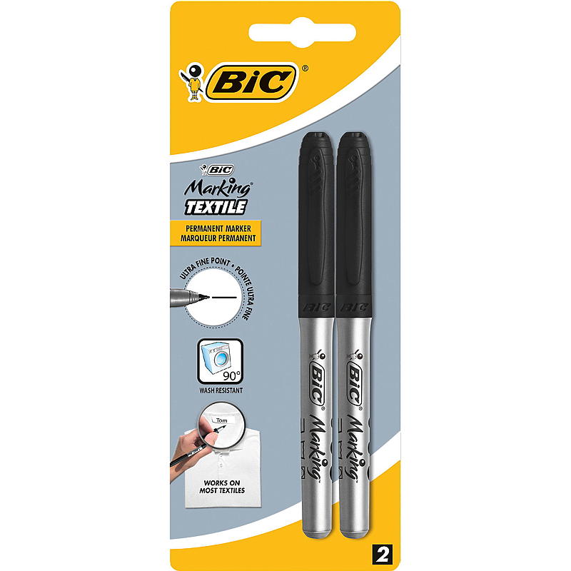 BIC Textilpenna 2 st., svart, blisterförpackning BIC