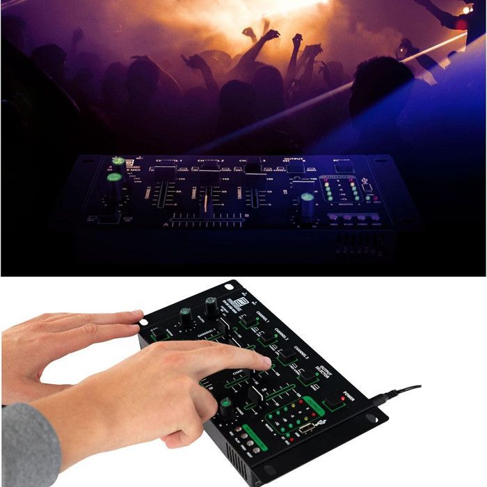 Sistema de som completo Ibiza DJ300 480W + mixer Bluetooth + 2 caixas de som + microfone + pen drive de 32 GB
