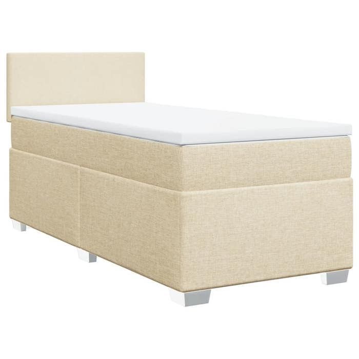 Struttura letto con materasso - Maison Exclusive - 80x200 cm - Tessuto color crema - Massimo relax