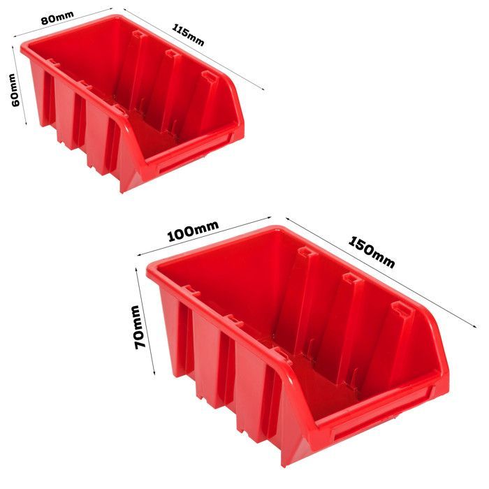 Panel de herramientas para pared - BOTELLA - 156 x 78 cm - 76 piezas - Plástico rojo y negro