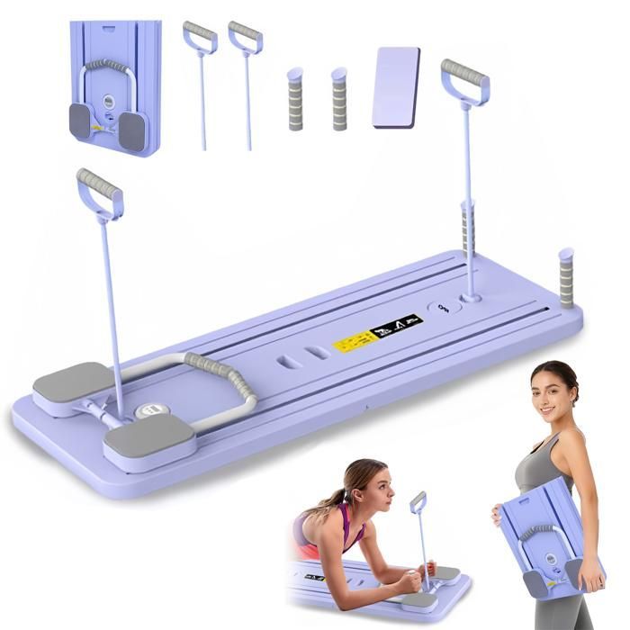 Tabla de Pilates - contador - Reformer de Pilates - rebote automático - plegable - Set de Reformer de Pilates - Rueda abdominal - Morado