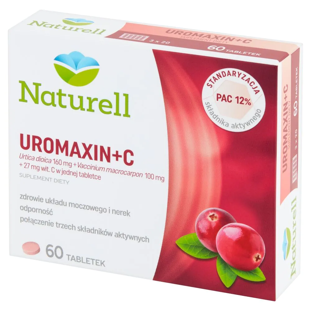 Naturell Uromaxin + C, Zdrowie układu moczowego i nerek, Tabletki
