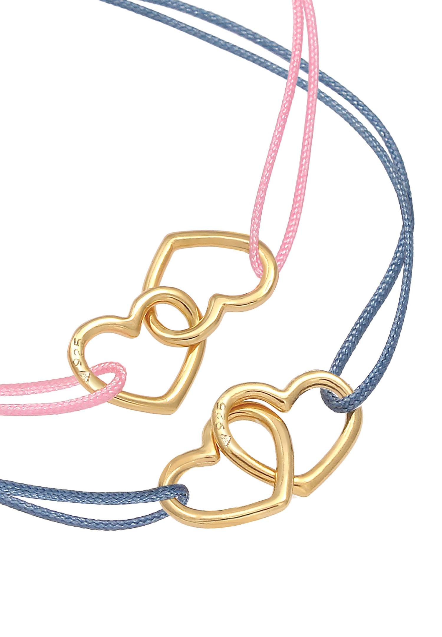 Elli Coeurs d'enfants en ruban de nylon, set de 2 en argent sterling 925