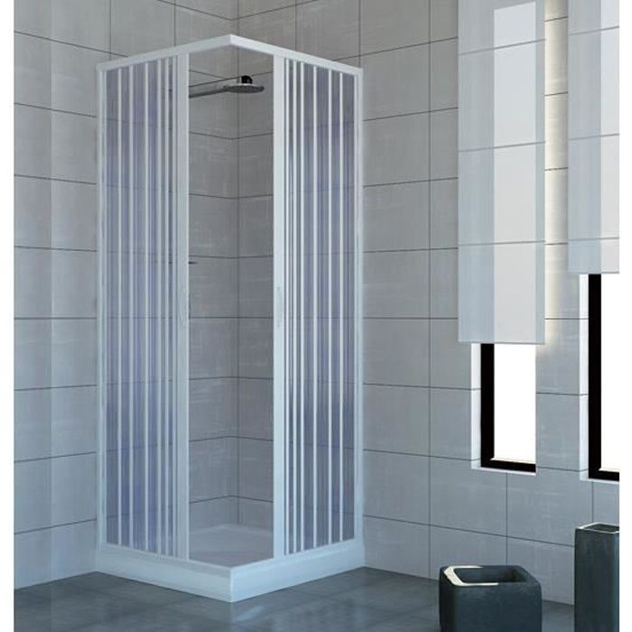 Acquario 90x90 cm PVC shower enclosure - Matte white - Folding doors - Reversible