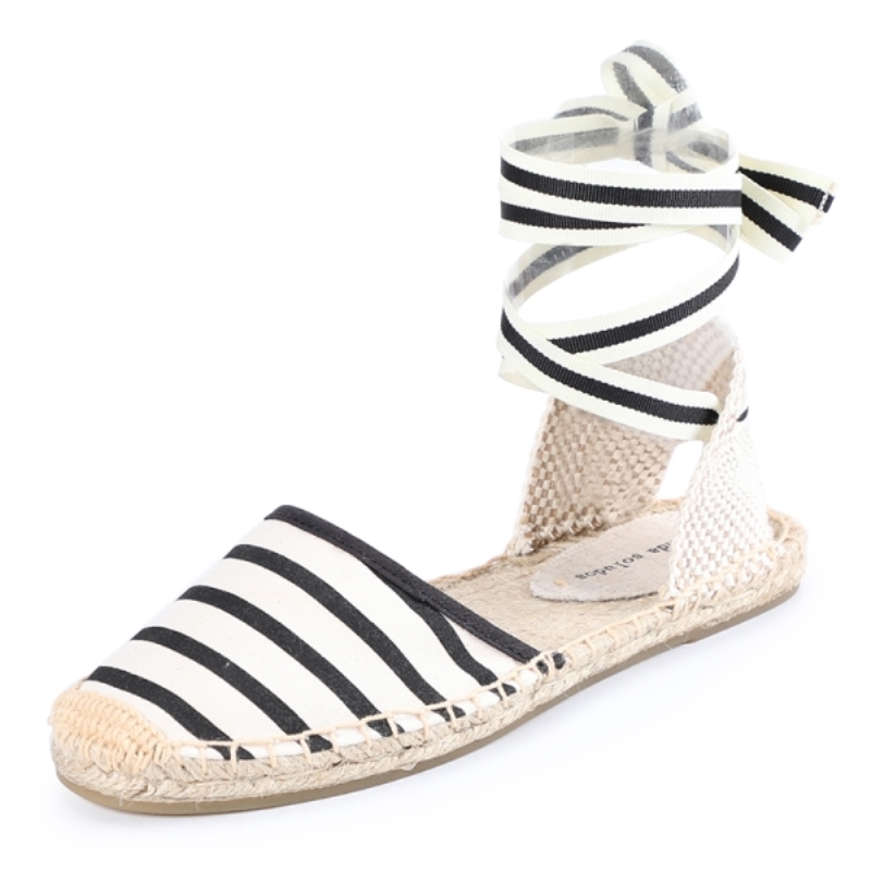 Tienda Soludos Espadrilles Chaussures Été 2021 Femmes Sandales à brides pour les journées décontractées Semelle extérieure Chaussures plates gladiateur à carreaux vichy avec bride cheville