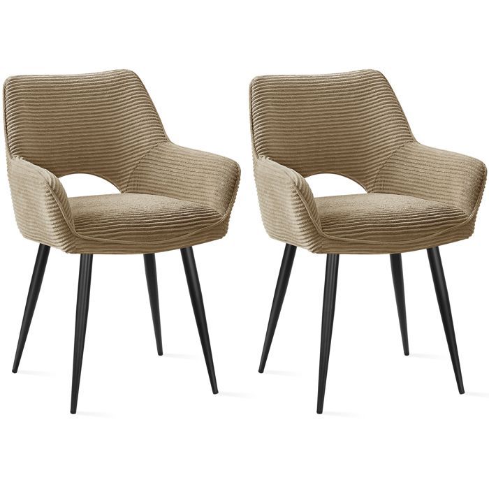 WAFTING Lot de 2 Chaises de Salle à Manger avec Accoudoirs, Rembourrées avec Dossier en Velours,Marron