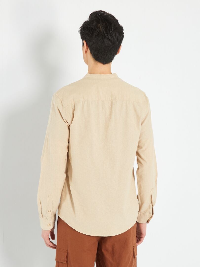 Lichtgewicht effen shirt - BEIGE