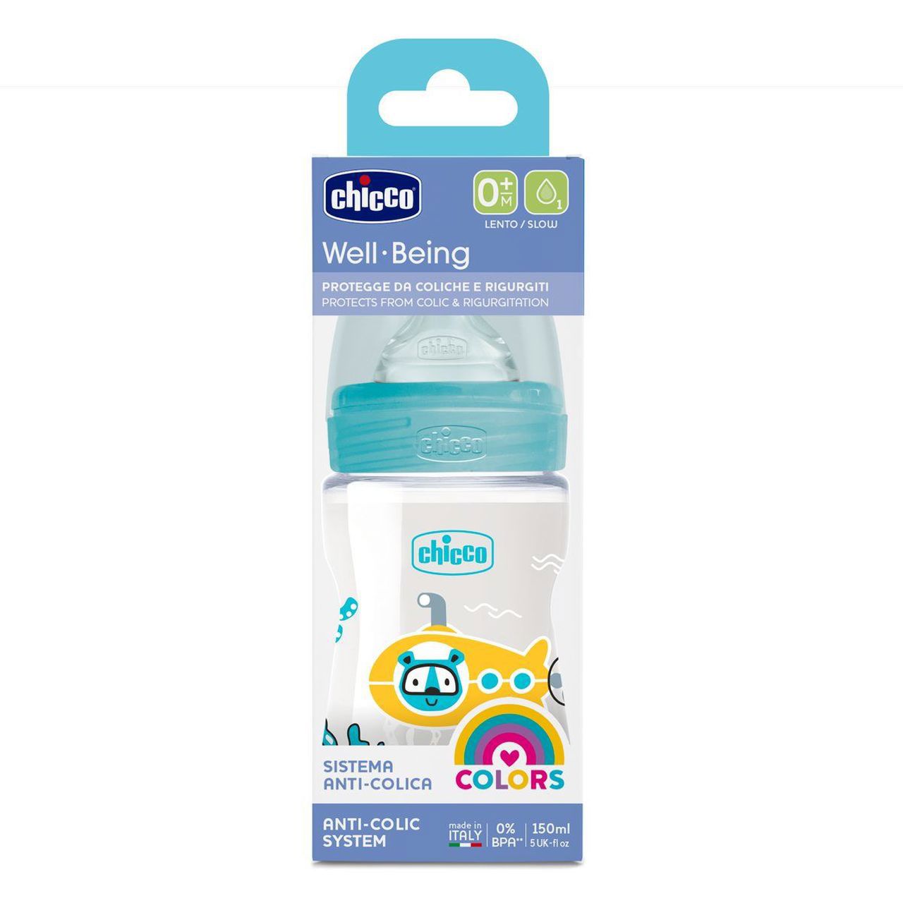 Silikonová kojenecká láhev Wellbeing 150ml 0m+