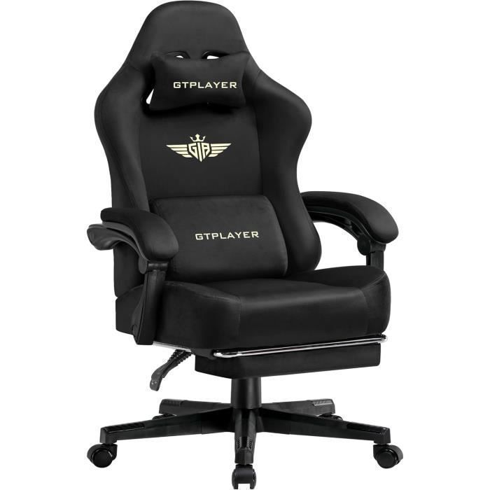Silla gaming - Transpirable - Ergonómica - Tejido de primera calidad - Negra
