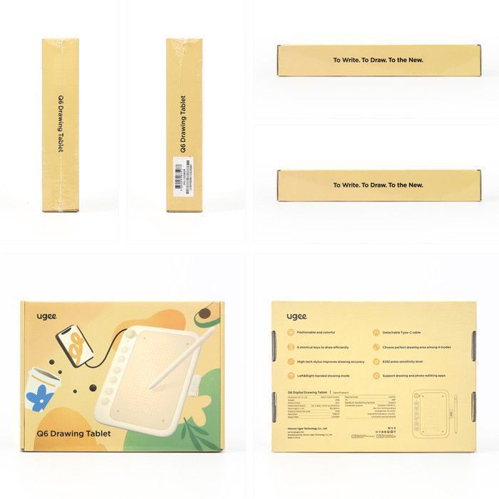 Tablette graphique UGEE Q6 Tablette Dessin Portable 6 Pouces Connectée au Téléphone avec 6 Raccourcis pour Windows Mac Android,