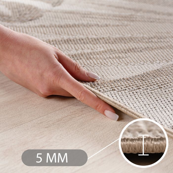 SIMPEX Tapis d'extérieur Beige 200x290 cm, idéal pour la cuisine,Design de feuilles de palmier
