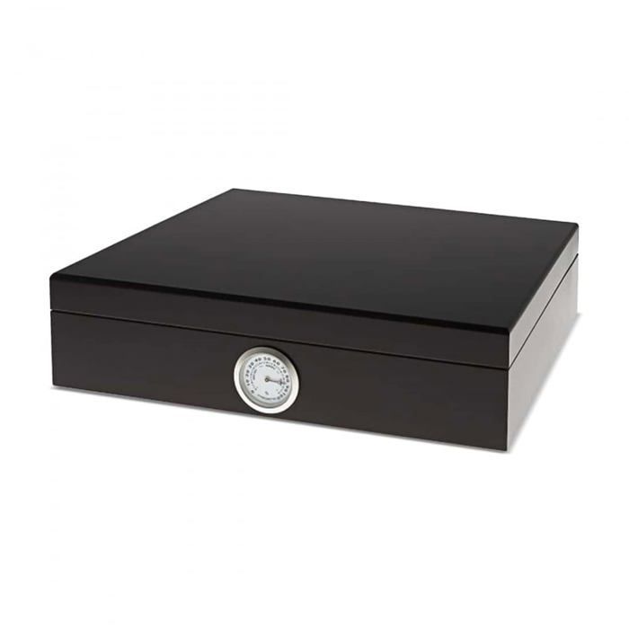 Caja de puros Movel negra con higrómetro