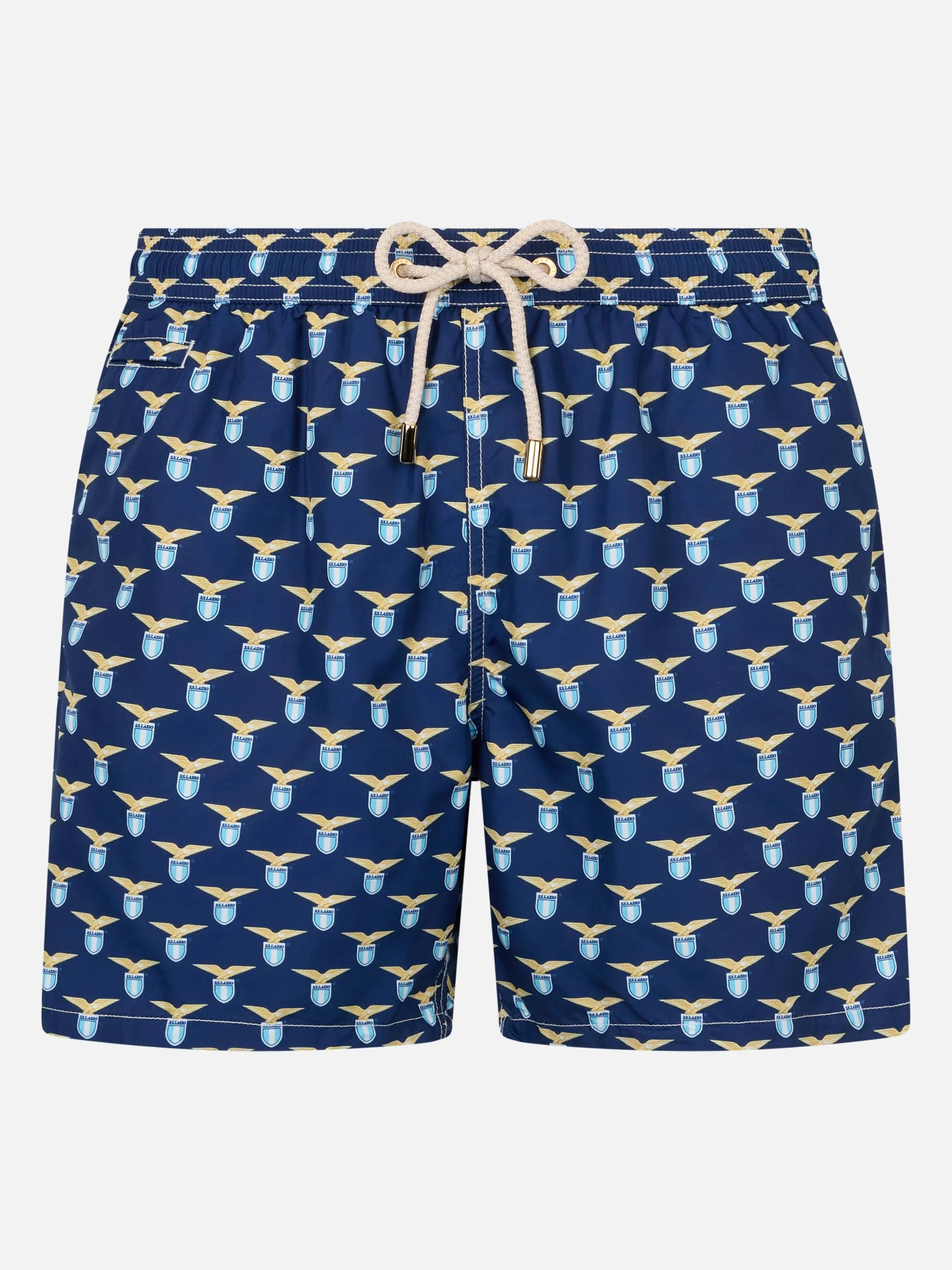 Man Lighting Mid-Length Swim Shorts | Lazio Special Edition Print & Patch | Quick Drying, 100% Recycled Polyester | Comfortable Fit | MC2 Saint Barth