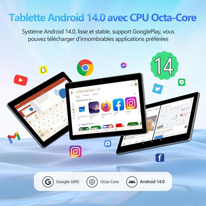 Tablet HEASUR de 10,1 pulgadas, Android 14, 36 GB + 128 GB, Octa-Core, WiFi 5G, USB Tipo-C, 8000 mAh, con teclado, ratón y auriculares, color gris.