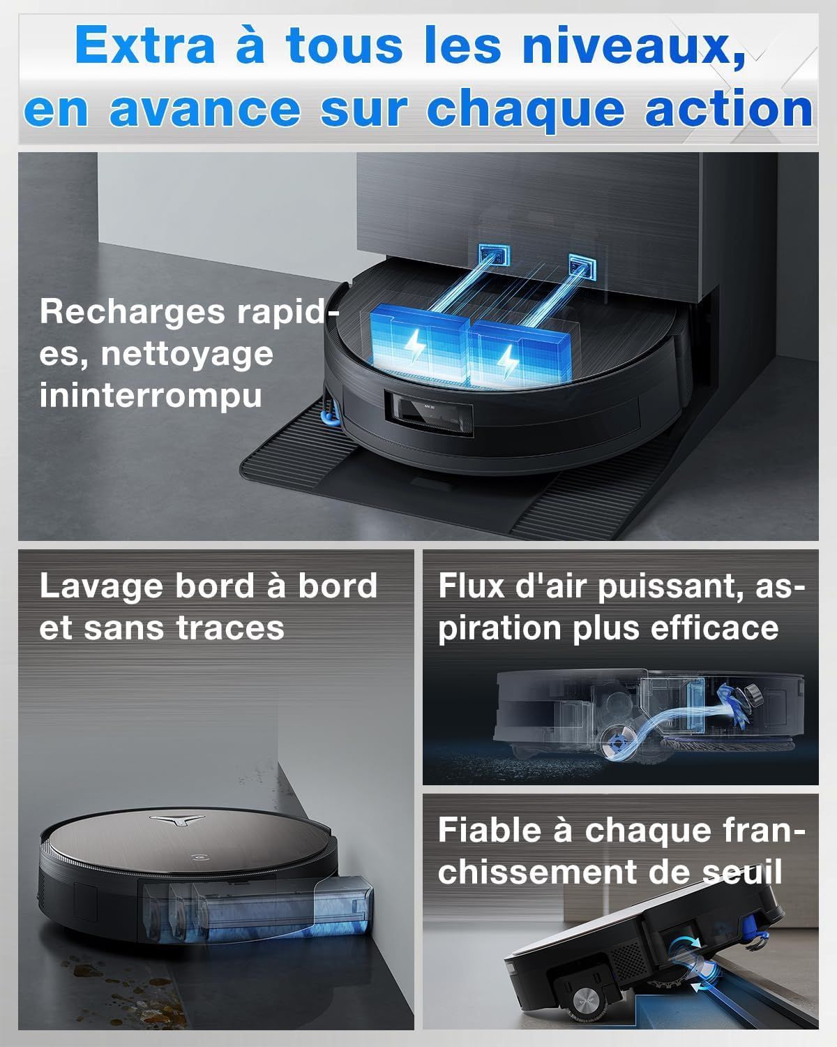 ECOVACS X11 PRO OMNI - Robot aspirador y fregador con función de chorro - 19500 Pa - Potencia ultrarrápida PowerBoost - Rodillo OZMO 2.0 - ZeroTangle 3.0