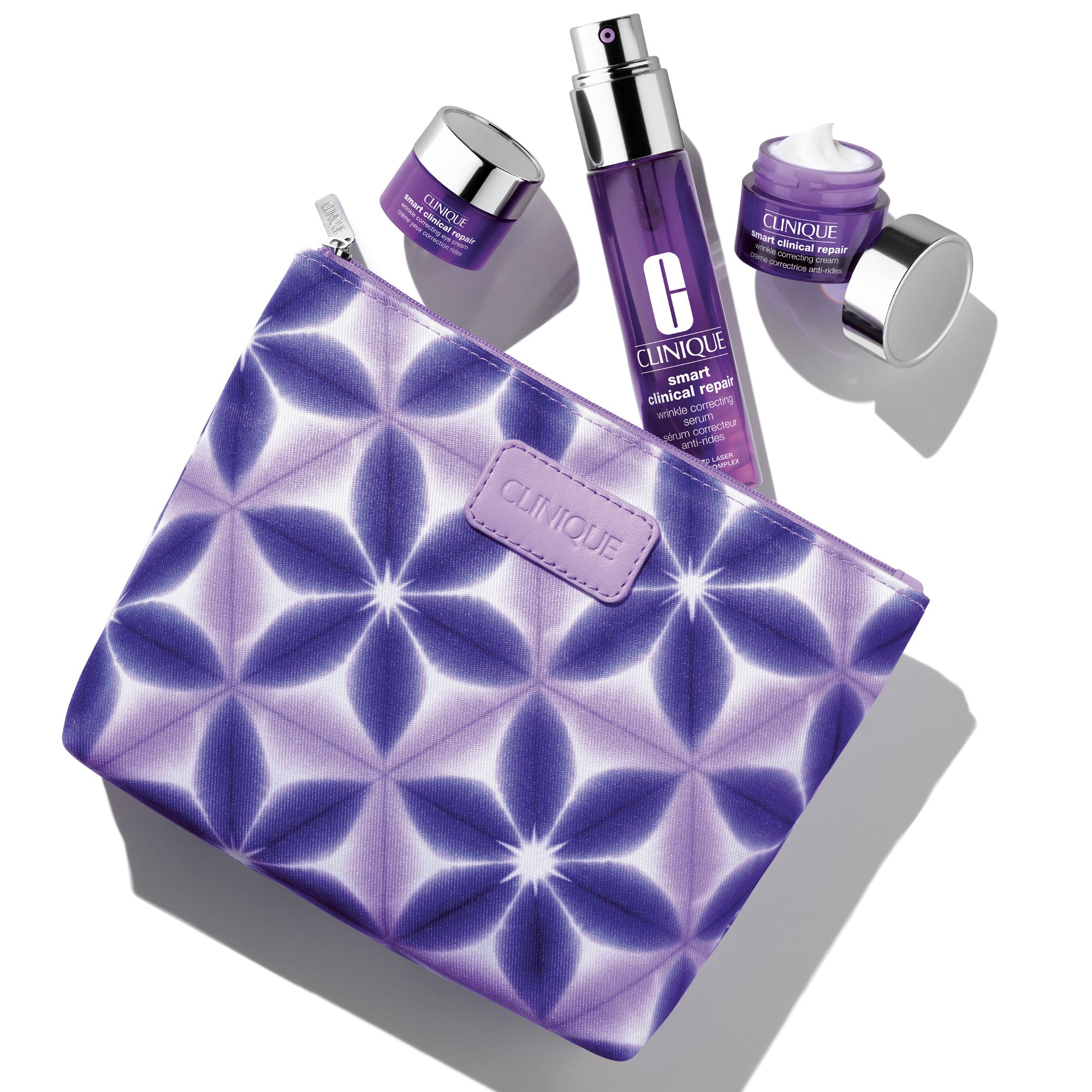 Dovanų rinkinys nuo senėjimo: „Smart Serum“, „Smart Cream“ ir „Smart Eye Contour Cream“ kelioninio dydžio. Prabangūs dovanų rinkiniai.