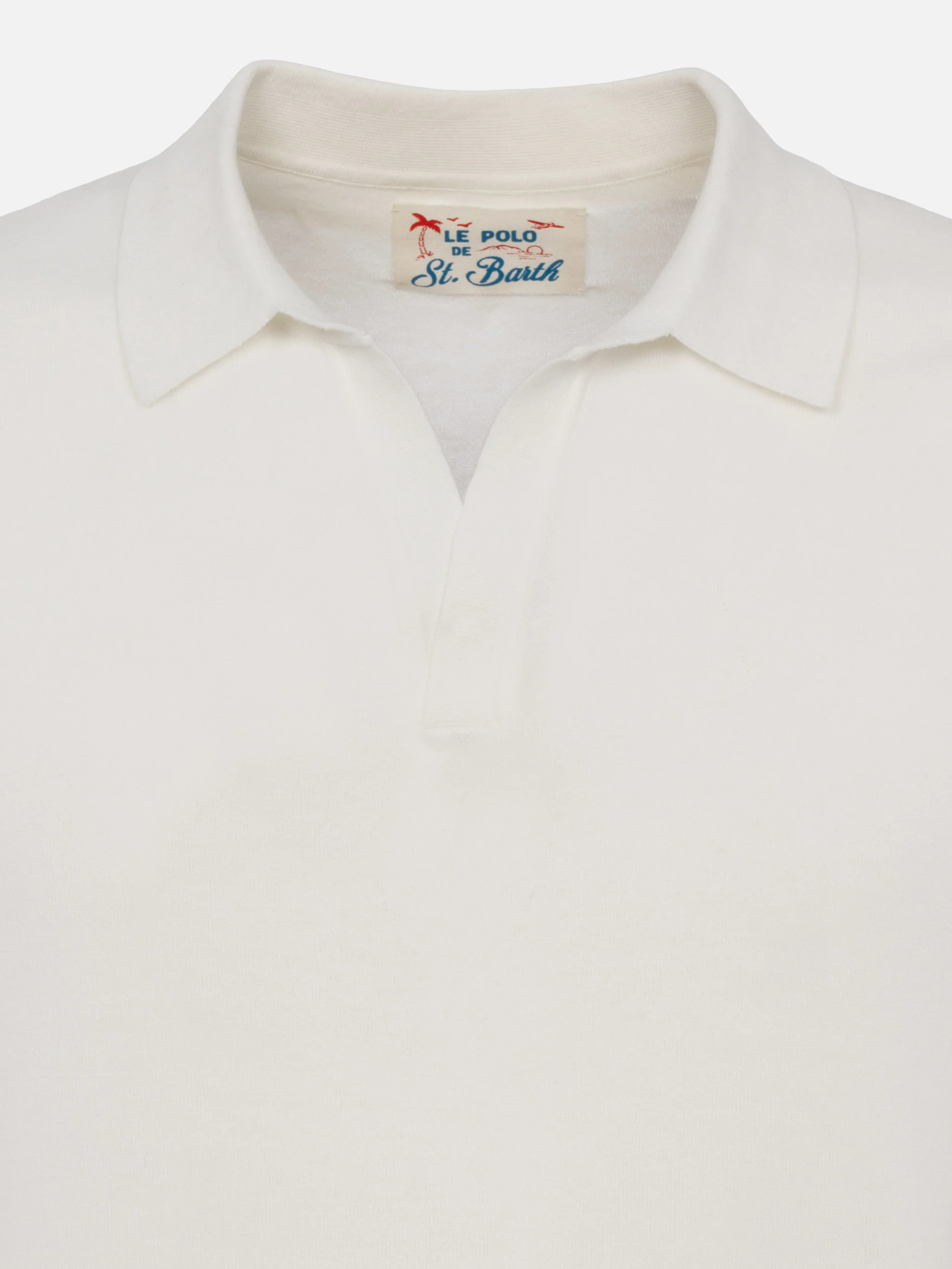Sloan poloshirt zonder knoopjes in wit gebreid