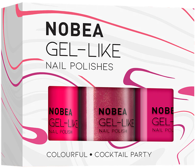 Conjunto de esmaltes NOBEA Day-to-Day com 3 peças e efeito gel. Conjunto de esmaltes Cocktail Party.