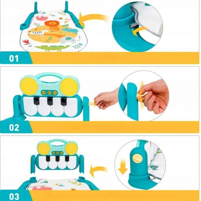 Tapete de atividades Bounn Baby - Área de recreação para bebês com piano e cabides, verde