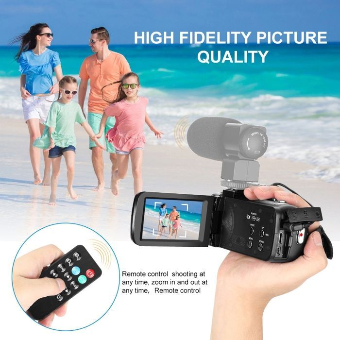 YONIS 2.7K 30MP Digital Camcorder with Wi-Fi Connectivity, Android/iOS App, Infrared Night Vision + 4GB SD Card