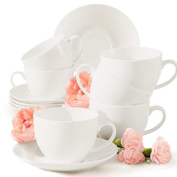 KONSIMO AD BELLA ECRU filiżanka do kawy ze spodkiem 6 szt, 270ml, porcelana