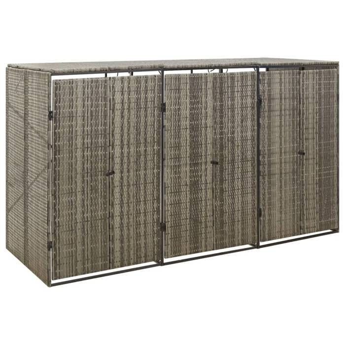 Cache Poubelle/ Abri pour poubelle - VIDAXL - triple Gris 207x80x117 cm Résine tressée CC1572137