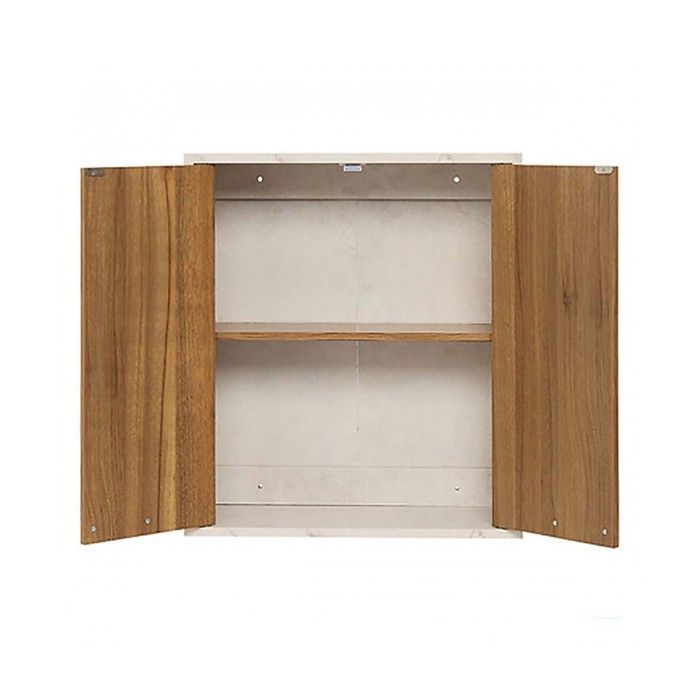 Armario de pared de cocina con 2 puertas + 1 estante extraíble, color marrón/blanco - Largo 52 x Profundidad 20 x Alto 59 cm