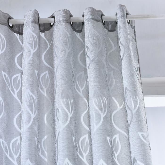 Lot de 2 Rideau Voilage - Décoration de Maison - 100 x 250 cm - Gris