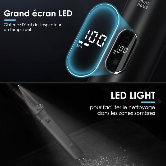 16000Pa Handheld Vacuum Cleaner, Brushless Motor Tabletop Vacuum, Handheld Vacuum for Car/Car Keyboard/Home/Office