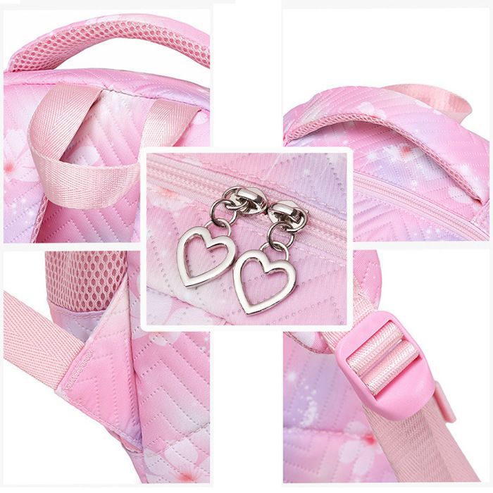 Sac à Dos Enfant,   Fille Primaire de Grande Capacité Cartable, Sacs Scolaires Imperméable Durable pour étudiant-Rose