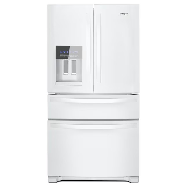 Frigider Whirlpool cu 4 uși, tip franceză, de 24,5 picioare cubice, cu mașină de gheață (oțel inoxidabil rezistent la amprente), ENERGY STAR