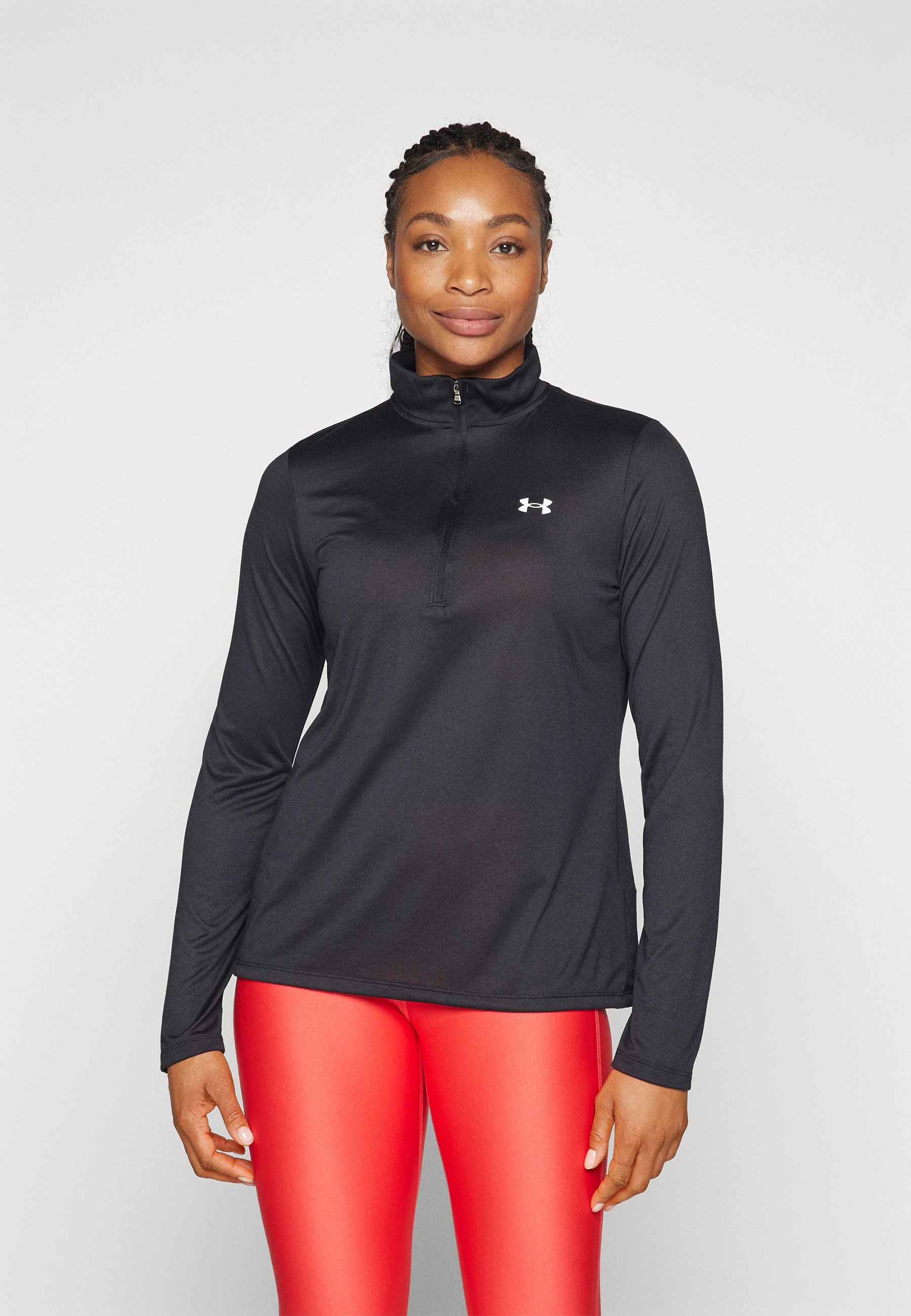 Under Armour TECH 1/2 ZIP SOLID - Tricou cu mânecă lungă - negru/alb