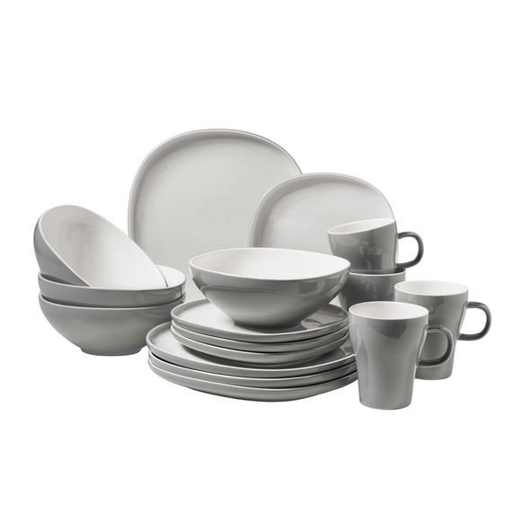 Isora combinatieservies, grijs/wit, 16-delig.