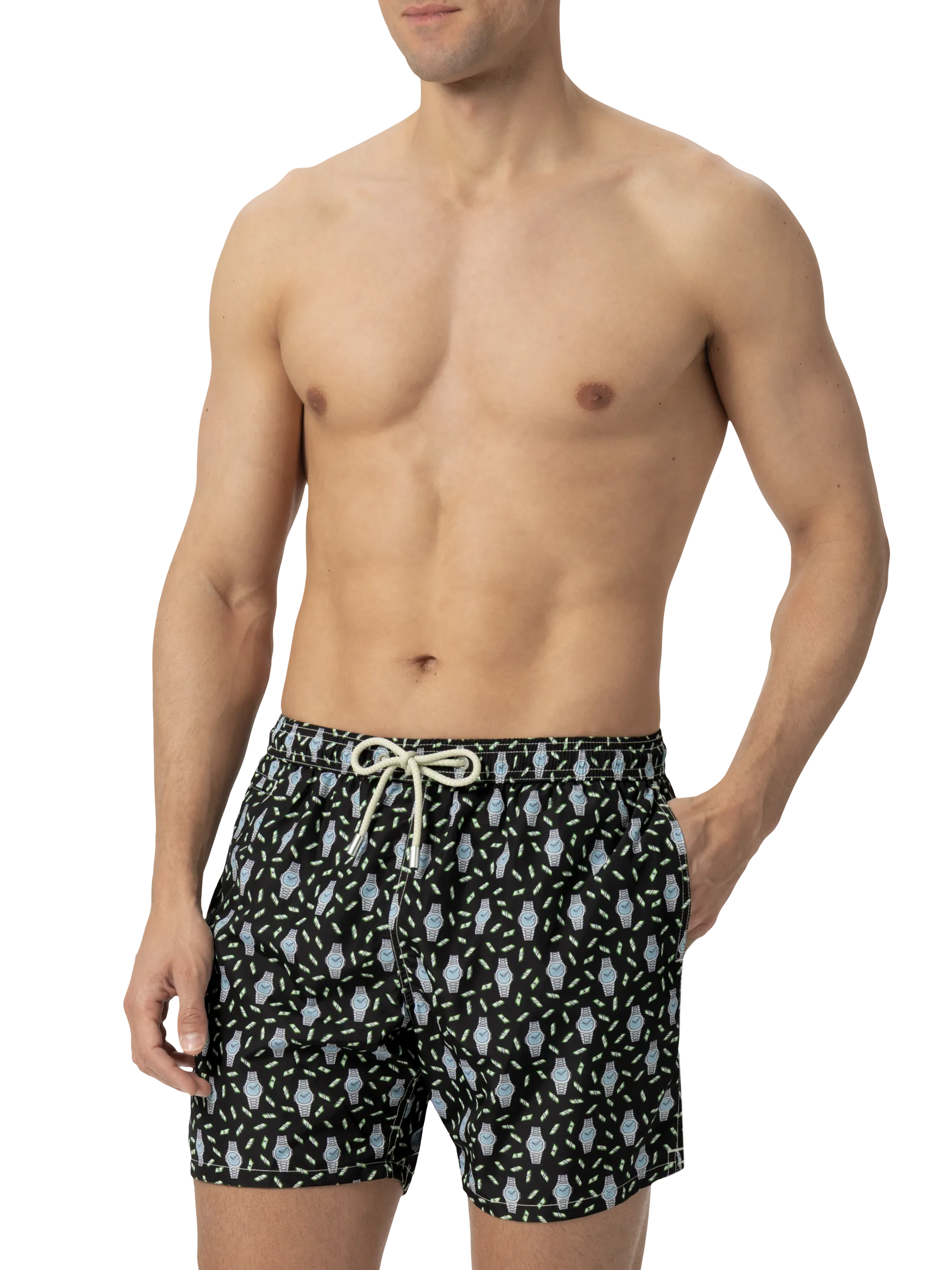 Zwemkleding met verlichtingseffect in lichtgewicht stof met klokprint.