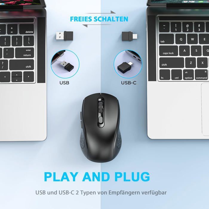 Computermuis - Energiezuinige lamp - Oplaadbaar - Bluetooth & USB - 6 knoppen - 800/1200/1600 DPI