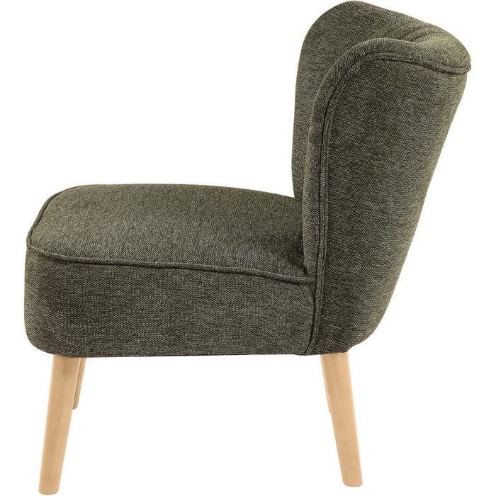 MARCEL Armchair, Khaki Green - Fabric seat, Black Metal legs