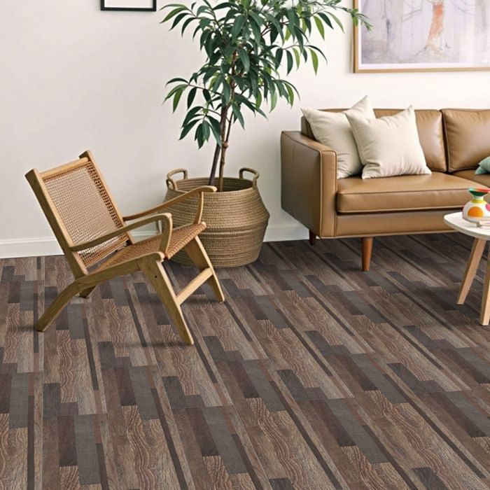 PVC flooring - Self-adhesive tiles - 5.02 m² - for living room - Waterproof - 36 pieces - Brown