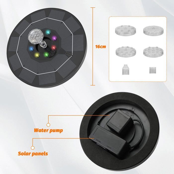 Fontaine Solaire 3w Flottante Fontaine Solaire Exterieure De Jardin Fontaine Solaire pour Bassin Exterieur avec 7 Buses Convient