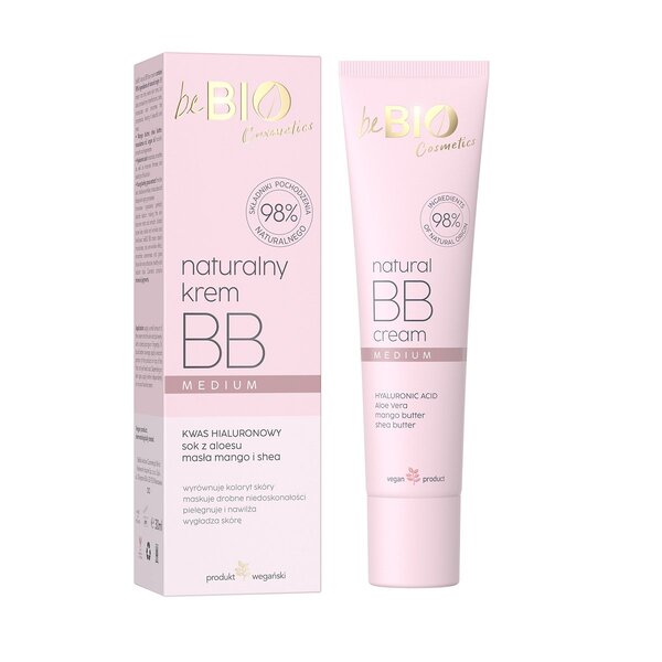 beBIO Přírodní BB krém na obličej - střední 30ml