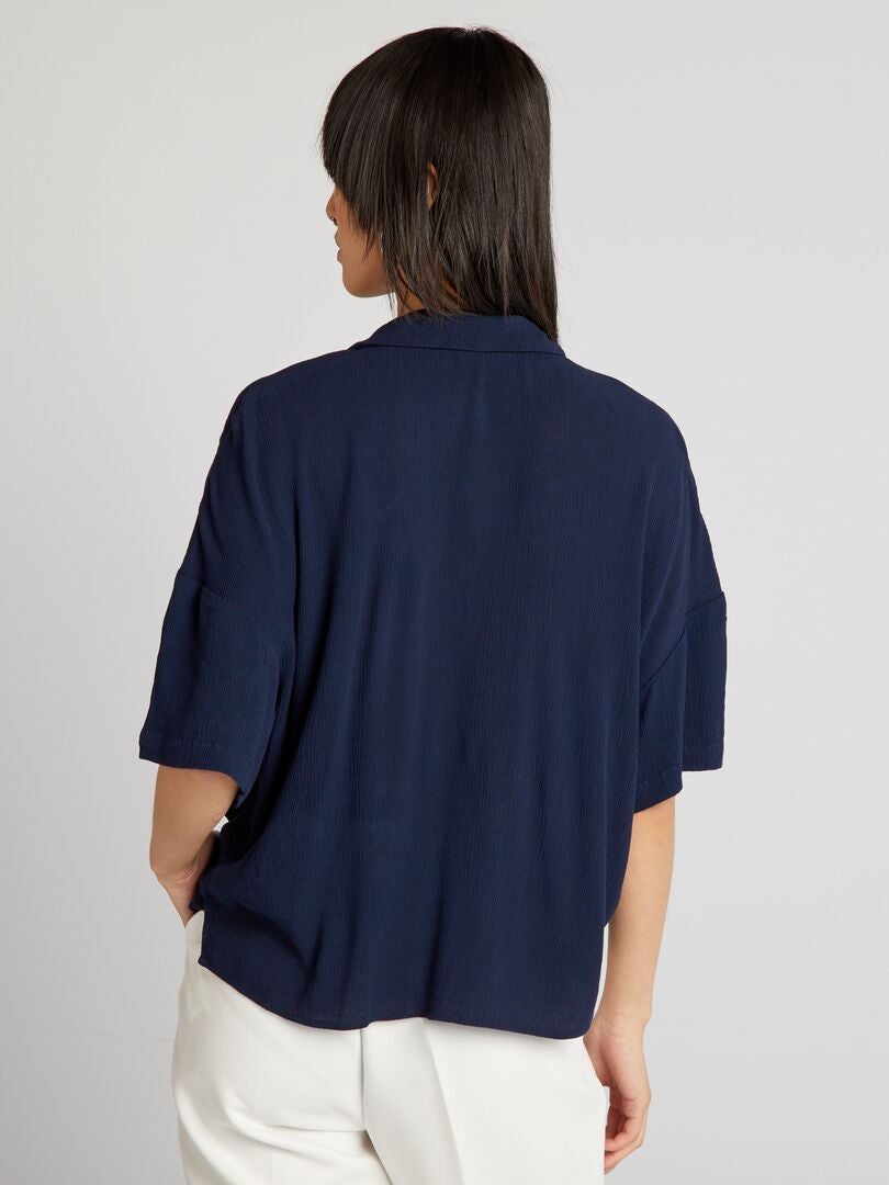 Blusa de crepé de manga corta - NEGRA