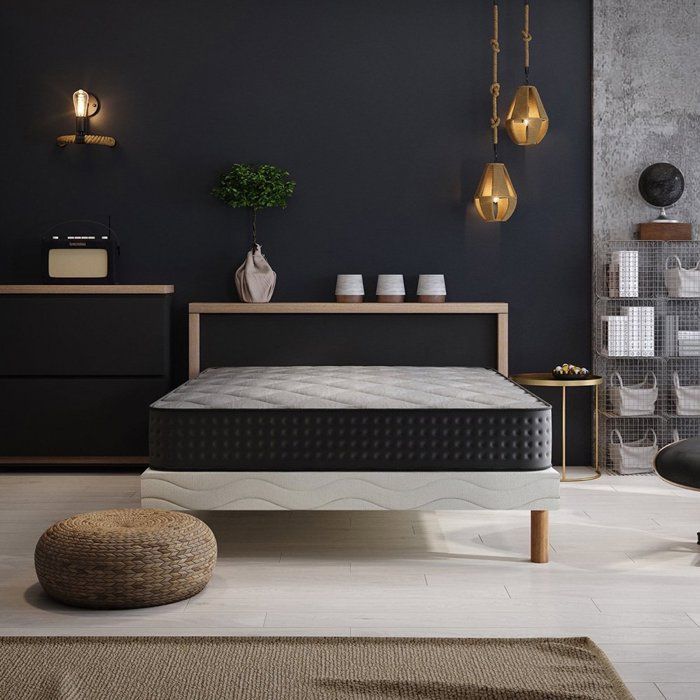 COSMOS Bettgestell + Matratzenset 140x190 cm, Höhe 26 cm, hochdichter Techno Foam, ausgewogener Komfort, 4 Füße inklusive.