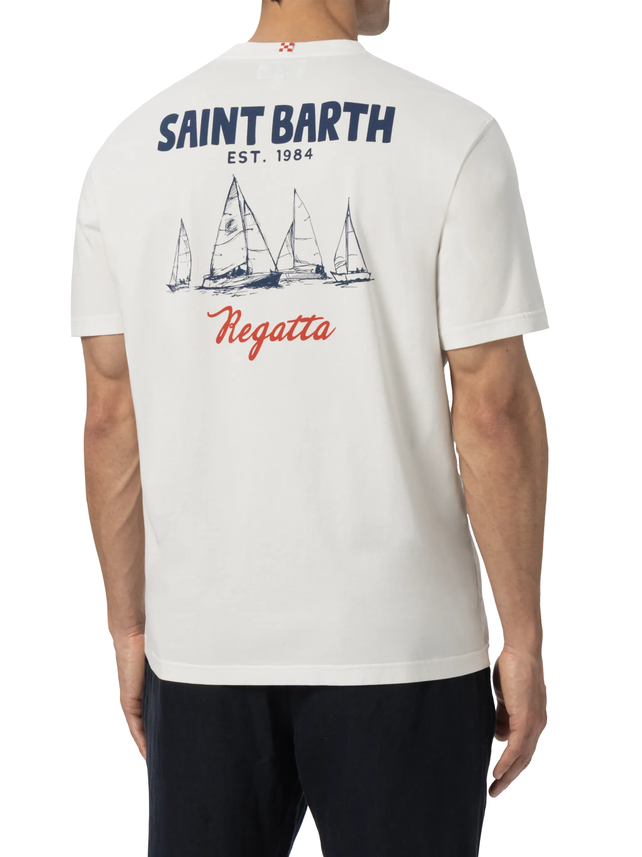 T-shirt homme en coton bio imprimé de la régate de Saint-Barth